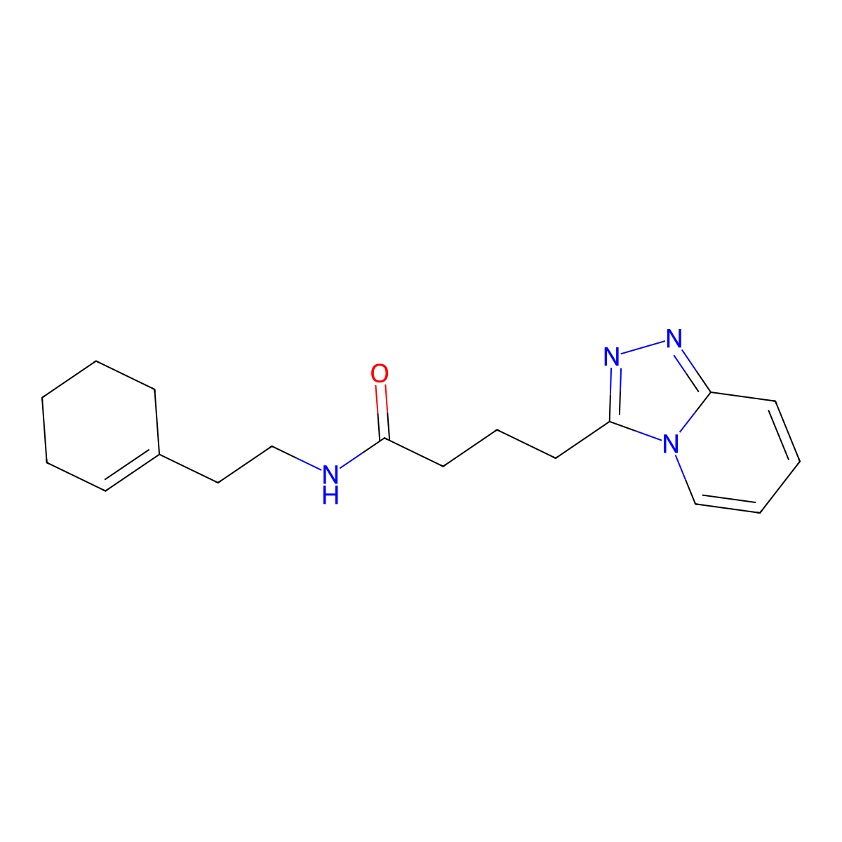 4-([1,2,4]triazolo[4,3-a]pyridin-3-yl)-N-(2-(cyclohex-1-en-1-yl)ethyl)butanamide molecular structure, CAS 1351683-97-0