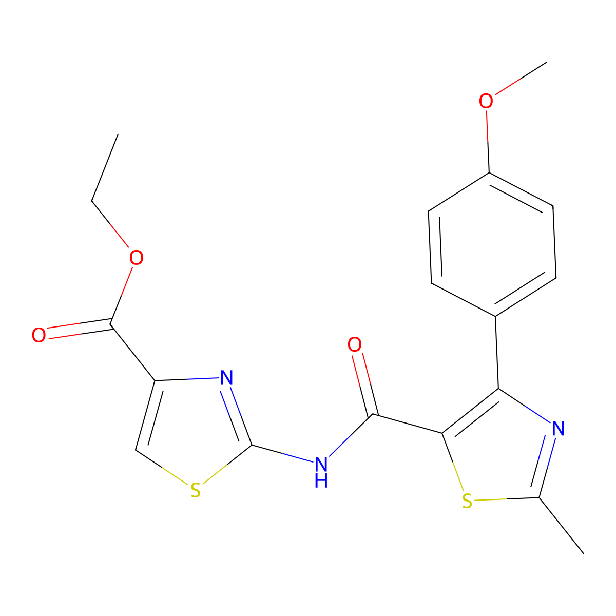 Ethyl 2-({[4-(4-methoxyphenyl)-2-methyl-1,3-thiazol-5-yl]carbonyl}amino)-1,3-thiazole-4-carboxylate molecular structure, CAS 1351684-09-7