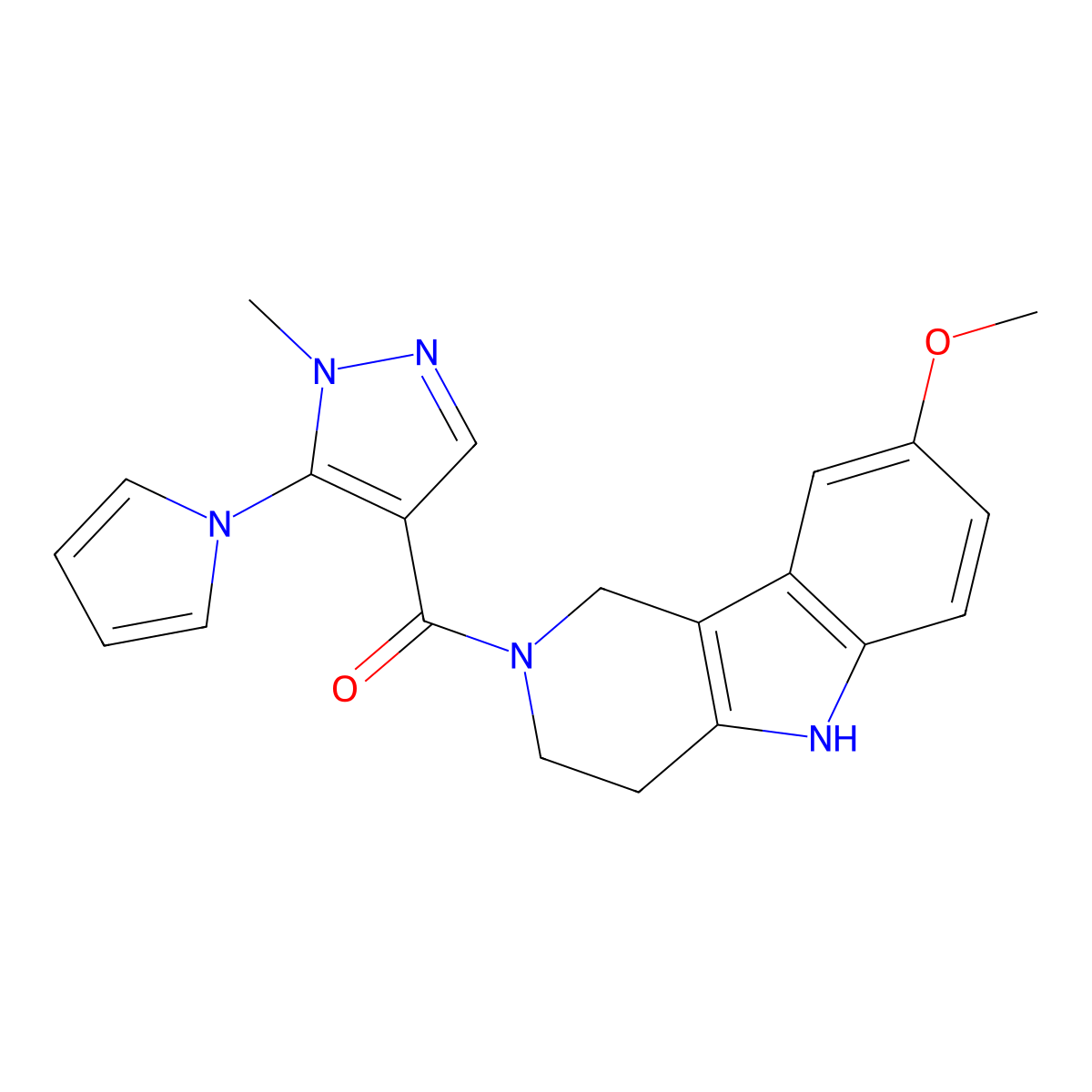 (8-methoxy-1,3,4,5-tetrahydro-2H-pyrido[4,3-b]indol-2-yl)[1-methyl-5-(1H-pyrrol-1-yl)-1H-pyrazol-4-yl]methanone molecular structure, CAS 1351686-33-3