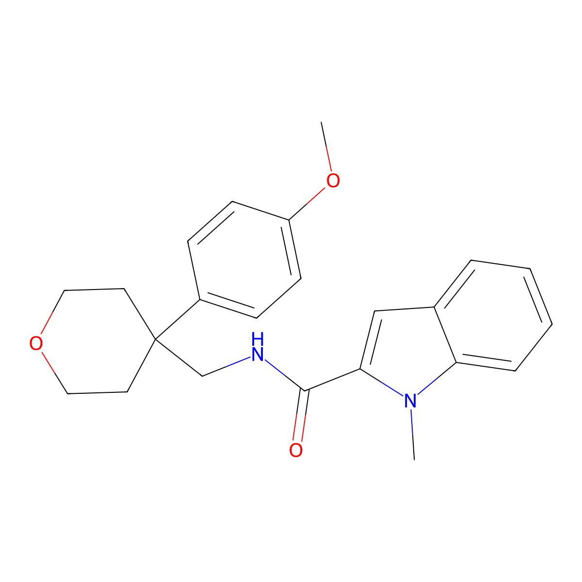 N-{[4-(4-methoxyphenyl)tetrahydro-2H-pyran-4-yl]methyl}-1-methyl-1H-indole-2-carboxamide molecular structure, CAS 1351686-47-9