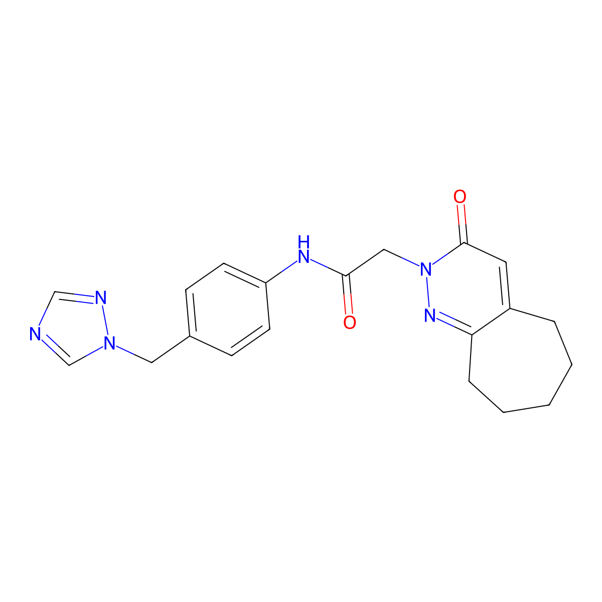 2-(3-oxo-3,5,6,7,8,9-hexahydro-2H-cyclohepta[c]pyridazin-2-yl)-N-[4-(1H-1,2,4-triazol-1-ylmethyl)phenyl]acetamide molecular structure, CAS 1351686-49-1
