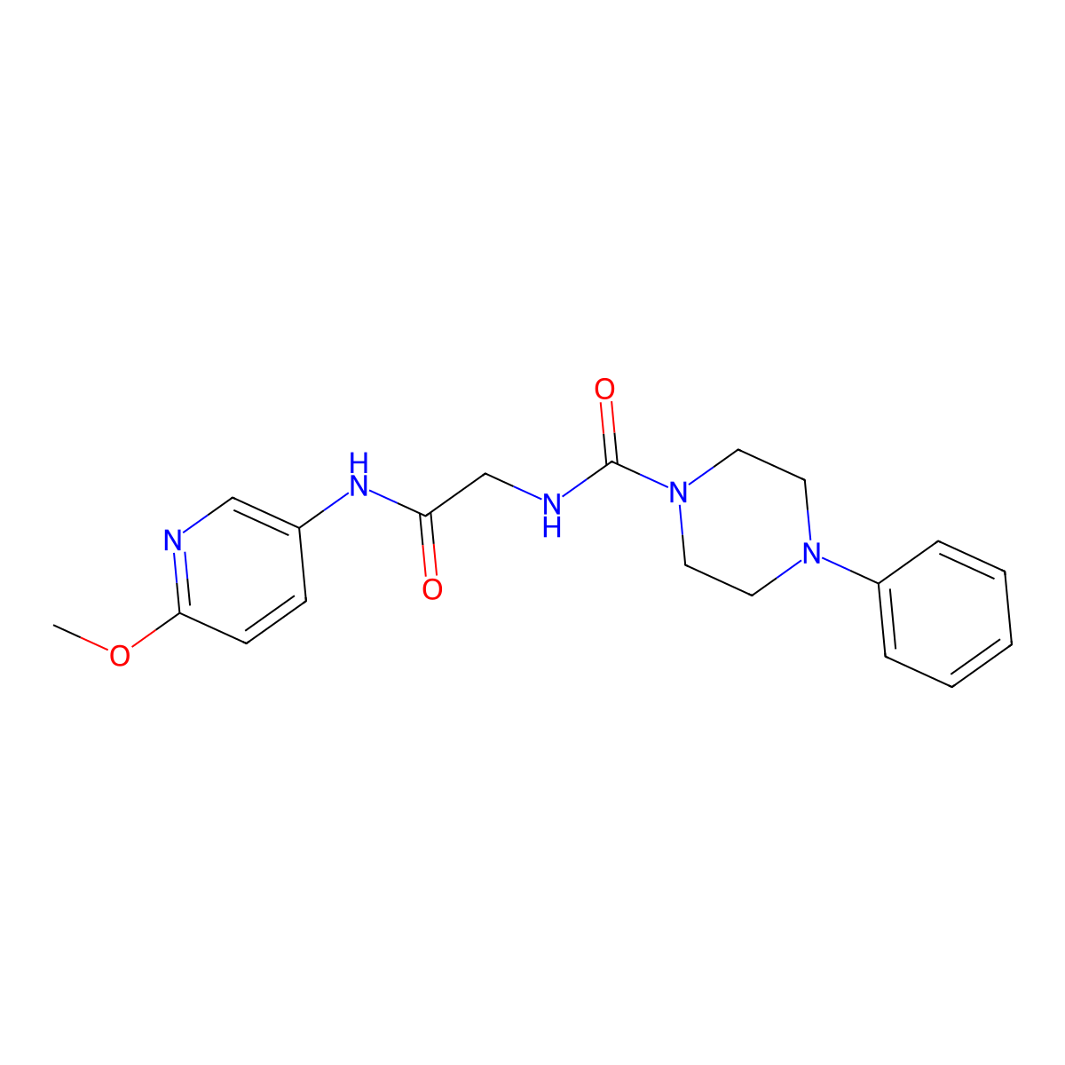 N-{2-[(6-methoxypyridin-3-yl)amino]-2-oxoethyl}-4-phenylpiperazine-1-carboxamide molecular structure, CAS 1351686-75-3