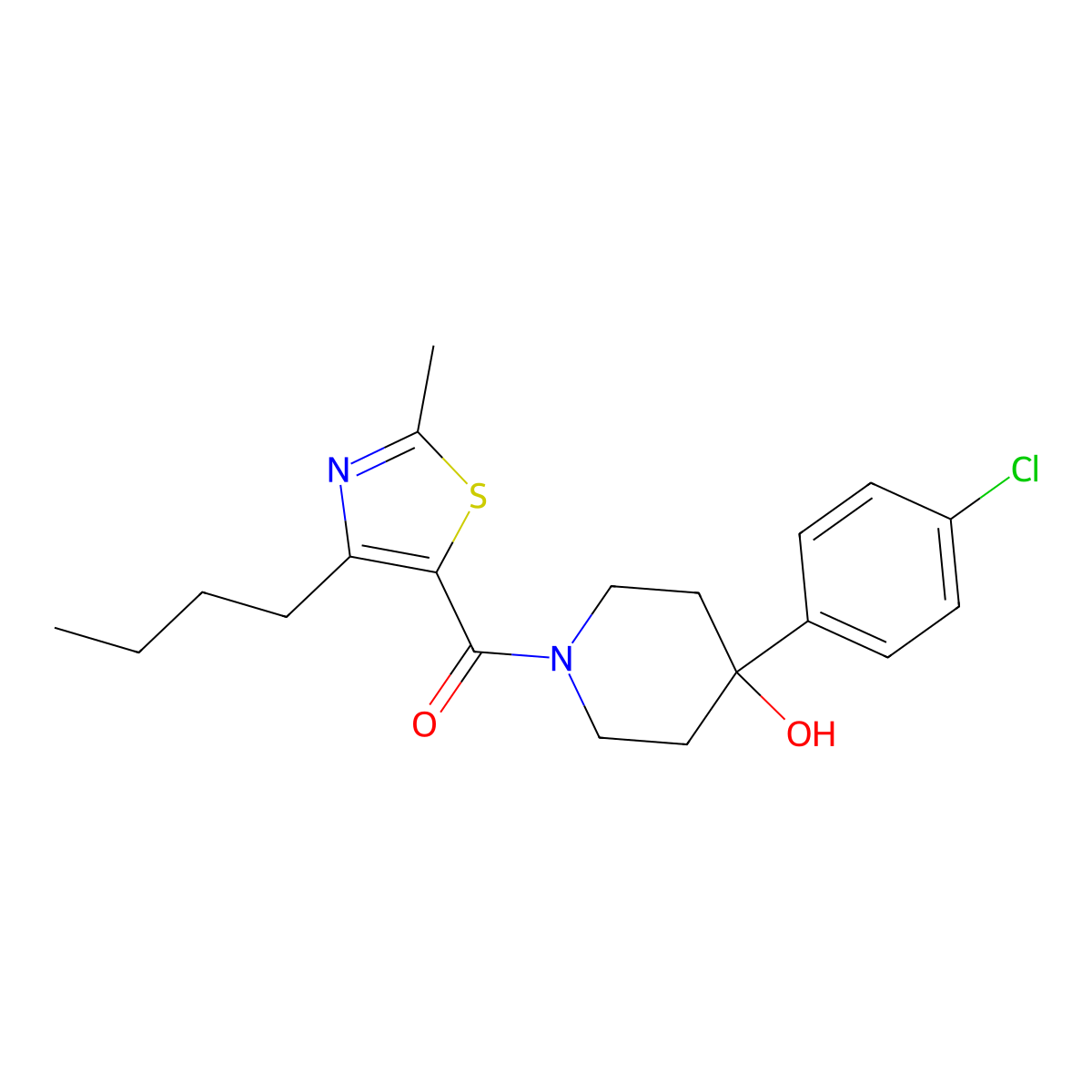 (4-Butyl-2-methyl-1,3-thiazol-5-yl)[4-(4-chlorophenyl)-4-hydroxypiperidin-1-yl]methanone molecular structure, CAS 1351686-79-7