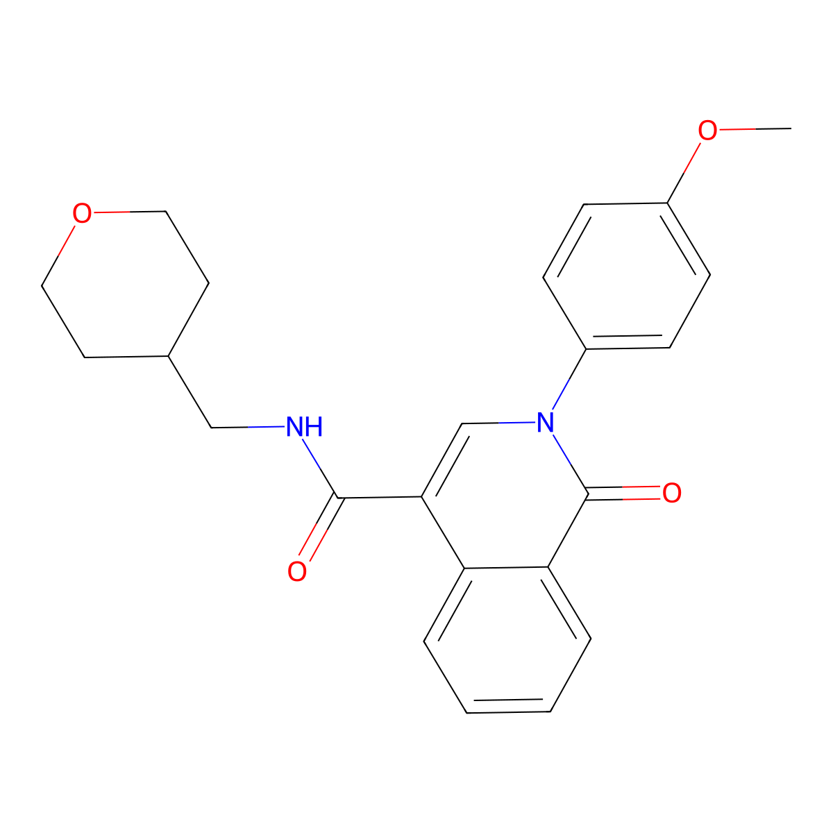 2-(4-methoxyphenyl)-1-oxo-N-(tetrahydro-2H-pyran-4-ylmethyl)-1,2-dihydro-4-isoquinolinecarboxamide molecular structure, CAS 1351686-82-2