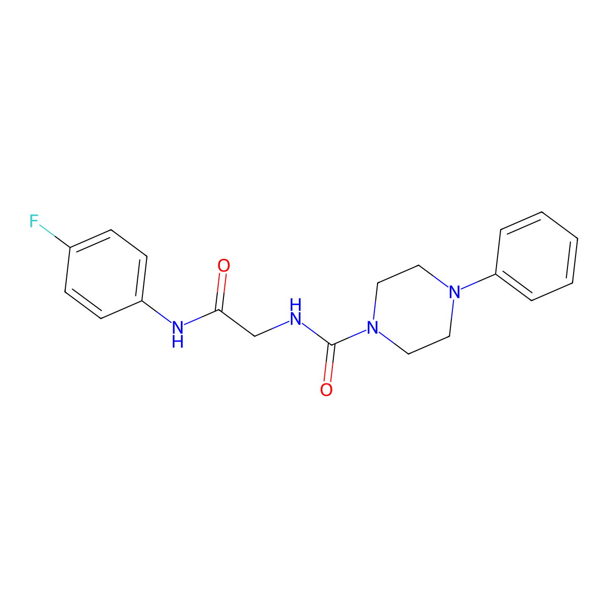 N-{2-[(4-fluorophenyl)amino]-2-oxoethyl}-4-phenylpiperazine-1-carboxamide molecular structure, CAS 1351686-86-6