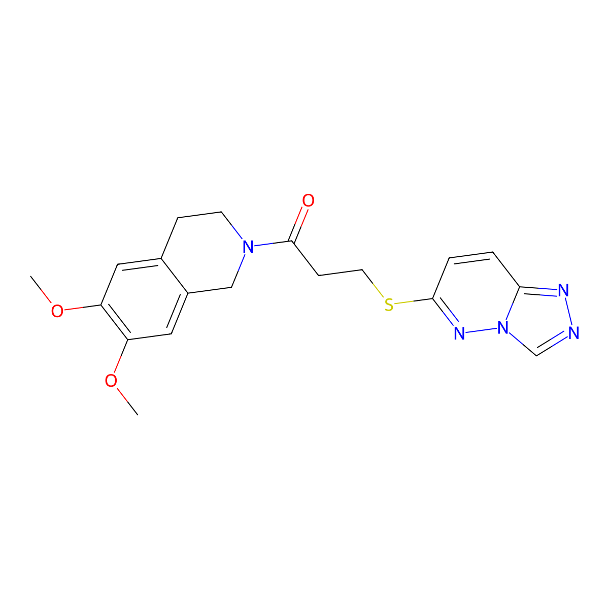 1-(6,7-dimethoxy-3,4-dihydroisoquinolin-2(1H)-yl)-3-([1,2,4]triazolo[4,3-b]pyridazin-6-ylsulfanyl)propan-1-one molecular structure, CAS 1351686-91-3