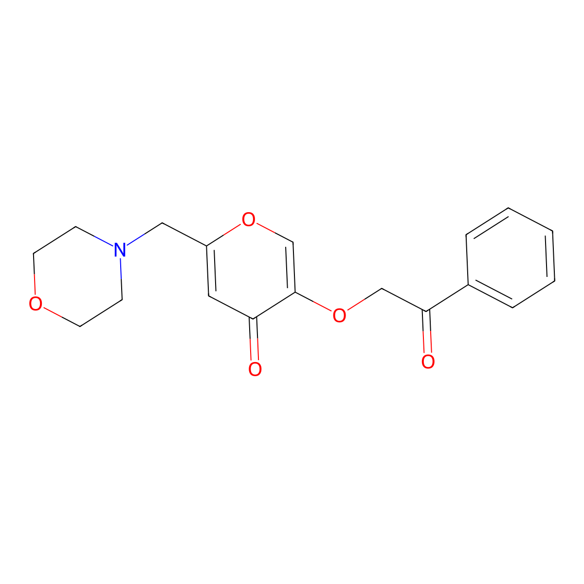 2-(morpholin-4-ylmethyl)-5-(2-oxo-2-phenylethoxy)-4H-pyran-4-one molecular structure, CAS 1351687-01-8
