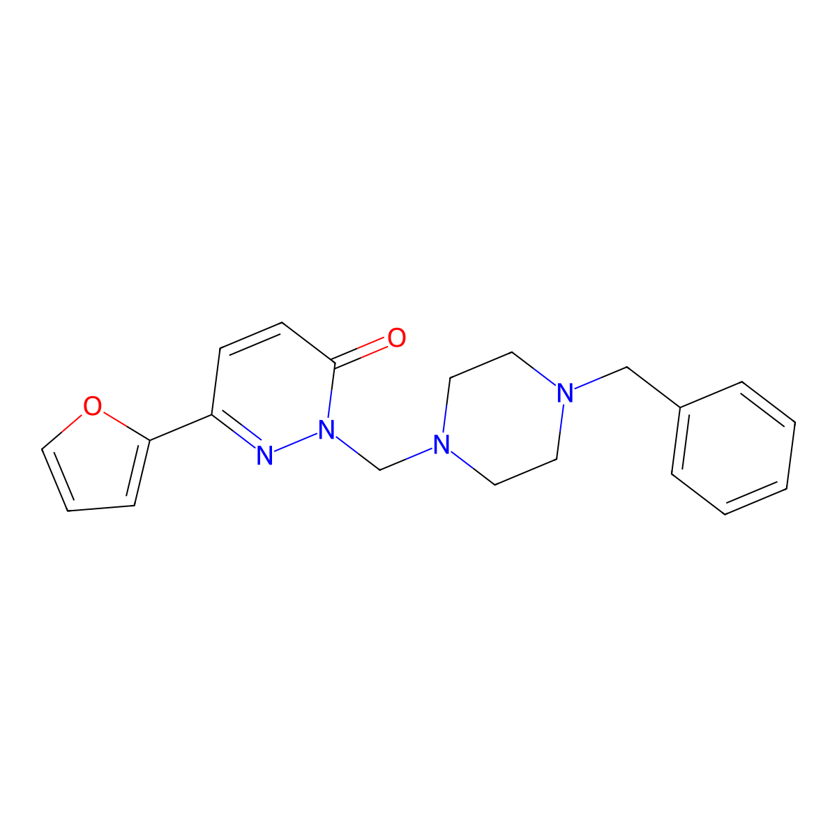 2-[(4-benzylpiperazin-1-yl)methyl]-6-(furan-2-yl)pyridazin-3(2H)-one molecular structure, CAS 1351687-13-2