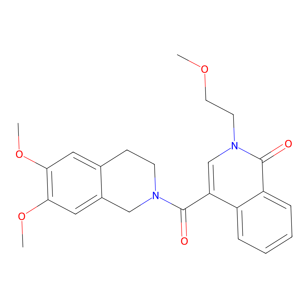 4-[(6,7-dimethoxy-3,4-dihydroisoquinolin-2(1H)-yl)carbonyl]-2-(2-methoxyethyl)isoquinolin-1(2H)-one molecular structure, CAS 1351687-44-9
