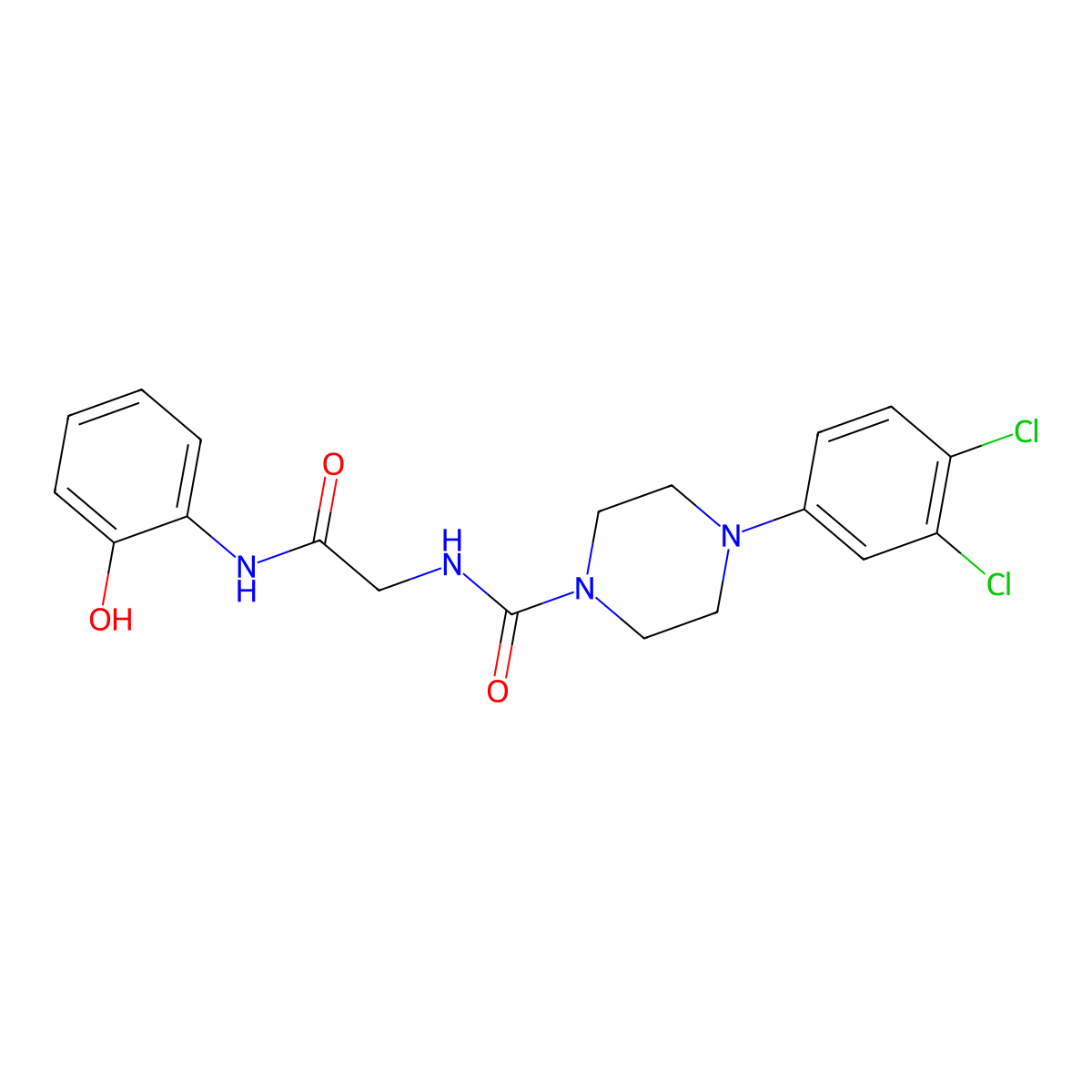4-(3,4-dichlorophenyl)-N-{2-[(2-hydroxyphenyl)amino]-2-oxoethyl}piperazine-1-carboxamide molecular structure, CAS 1351687-45-0
