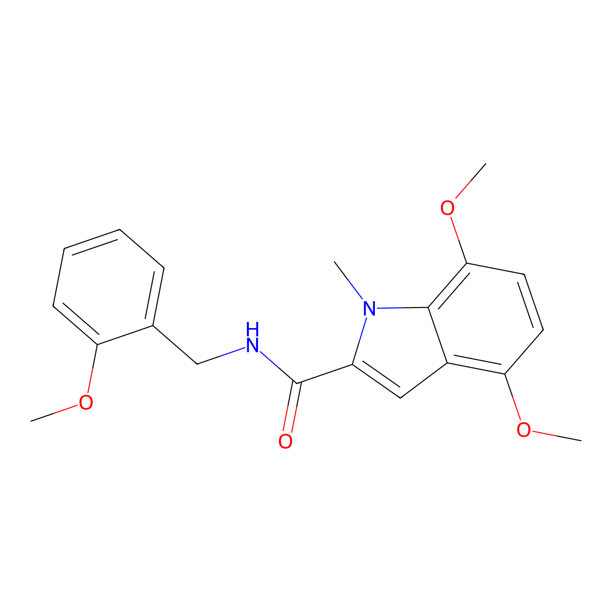 4,7-dimethoxy-N-(2-methoxybenzyl)-1-methyl-1H-indole-2-carboxamide molecular structure, CAS 1351687-50-7