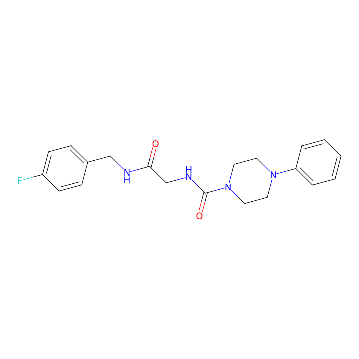 N-{2-[(4-fluorobenzyl)amino]-2-oxoethyl}-4-phenylpiperazine-1-carboxamide molecular structure, CAS 1351687-60-9