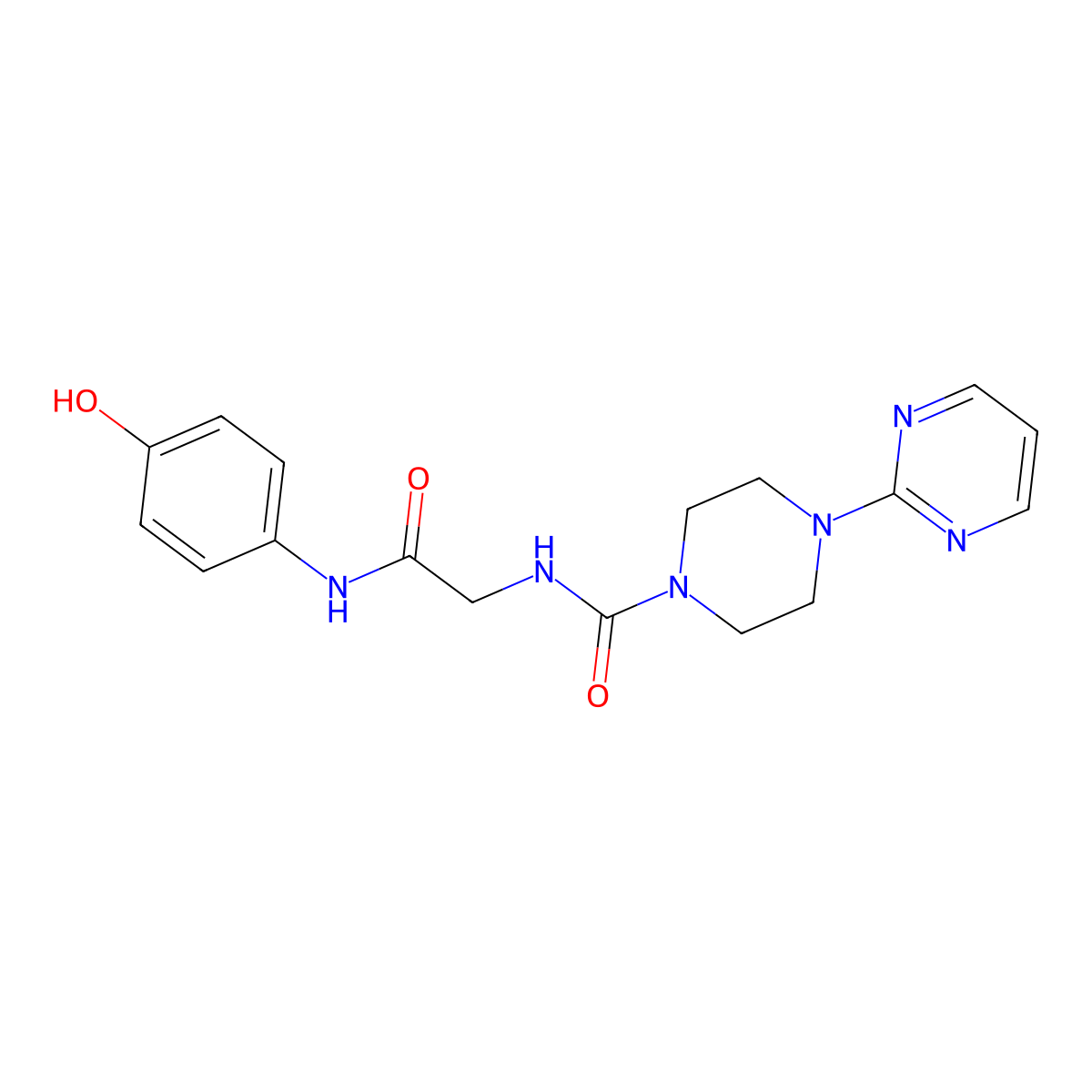 N-{2-[(4-hydroxyphenyl)amino]-2-oxoethyl}-4-(pyrimidin-2-yl)piperazine-1-carboxamide molecular structure, CAS 1351687-62-1