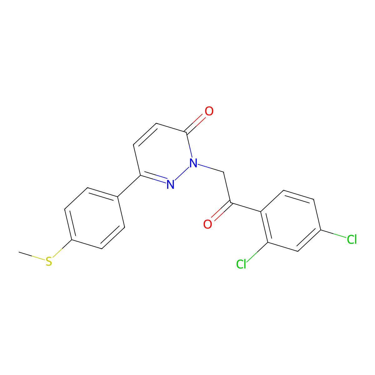 2-[2-(2,4-dichlorophenyl)-2-oxoethyl]-6-[4-(methylsulfanyl)phenyl]-3(2H)-pyridazinone molecular structure, CAS 1351687-73-4