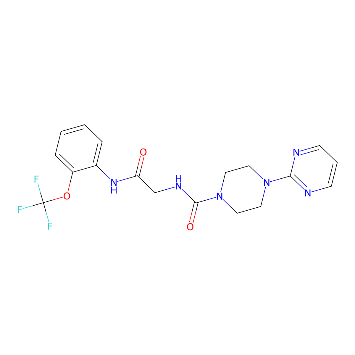 N-(2-oxo-2-{[2-(trifluoromethoxy)phenyl]amino}ethyl)-4-(pyrimidin-2-yl)piperazine-1-carboxamide molecular structure, CAS 1351687-79-0