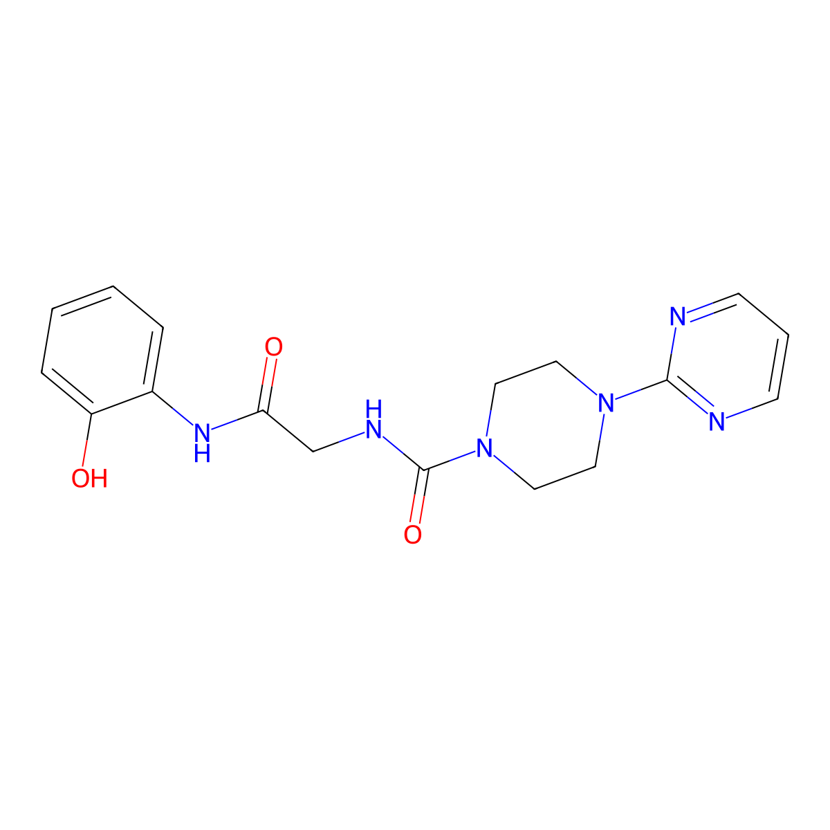 N-{2-[(2-hydroxyphenyl)amino]-2-oxoethyl}-4-(pyrimidin-2-yl)piperazine-1-carboxamide molecular structure, CAS 1351687-83-6
