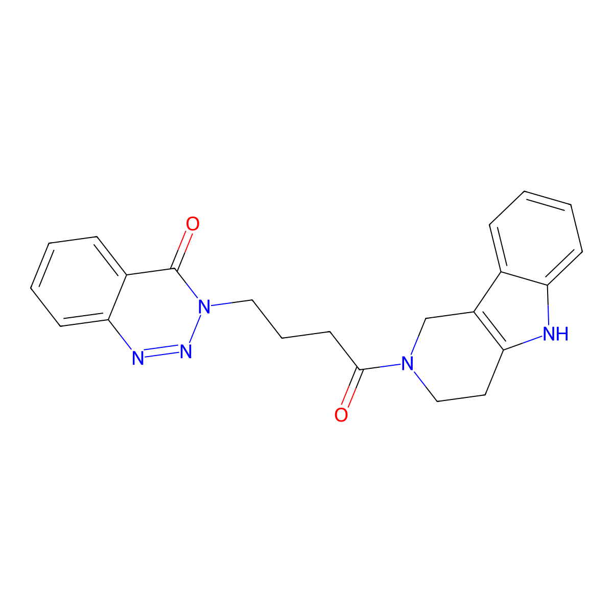 3-[4-oxo-4-(1,3,4,5-tetrahydro-2H-pyrido[4,3-b]indol-2-yl)butyl]-1,2,3-benzotriazin-4(3H)-one molecular structure, CAS 1351687-88-1