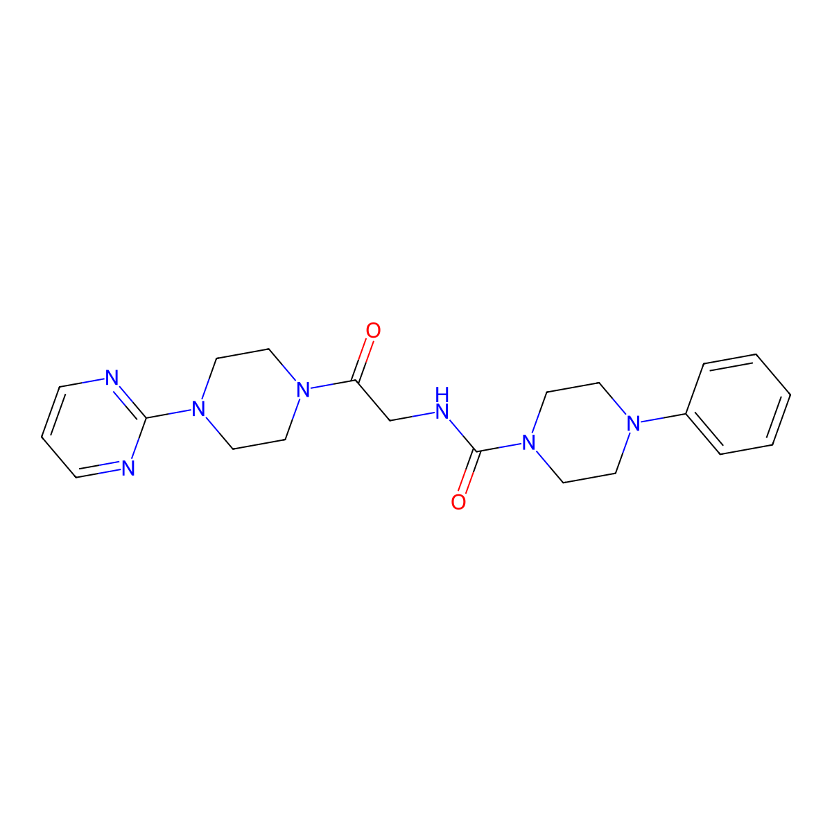N-{2-oxo-2-[4-(pyrimidin-2-yl)piperazin-1-yl]ethyl}-4-phenylpiperazine-1-carboxamide molecular structure, CAS 1351687-93-8
