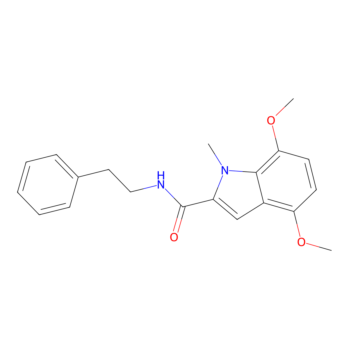 4,7-dimethoxy-1-methyl-N-(2-phenylethyl)-1H-indole-2-carboxamide molecular structure, CAS 1351687-98-3