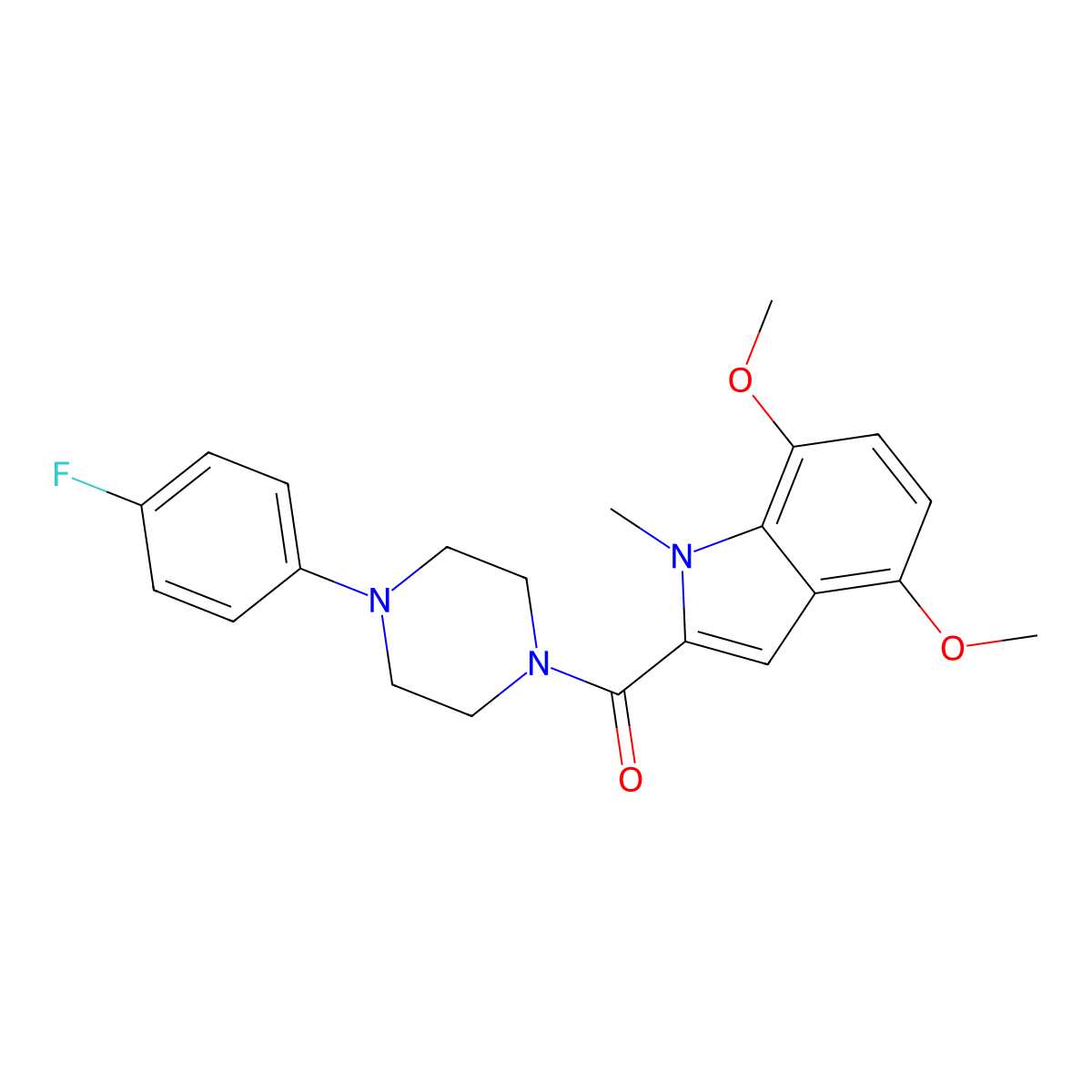 (4,7-dimethoxy-1-methyl-1H-indol-2-yl)[4-(4-fluorophenyl)piperazin-1-yl]methanone molecular structure, CAS 1351688-18-0