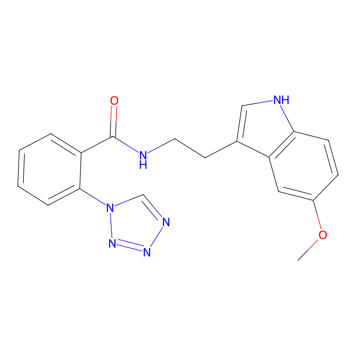 N-[2-(5-methoxy-1H-indol-3-yl)ethyl]-2-(1H-1,2,3,4-tetraazol-1-yl)benzamide molecular structure, CAS 1351688-25-9