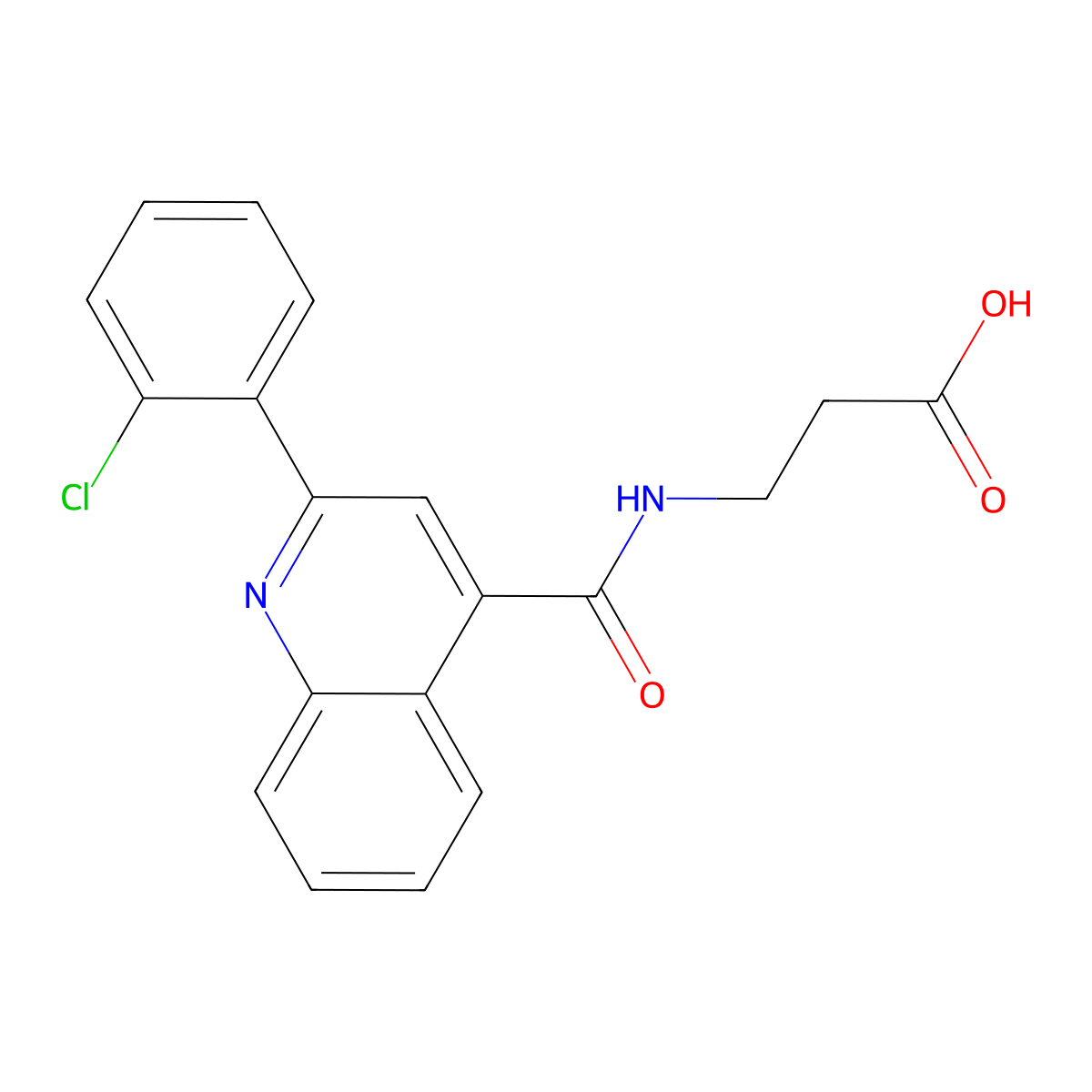 N-{[2-(2-chlorophenyl)quinolin-4-yl]carbonyl}-beta-alanine molecular structure, CAS 1351688-31-7