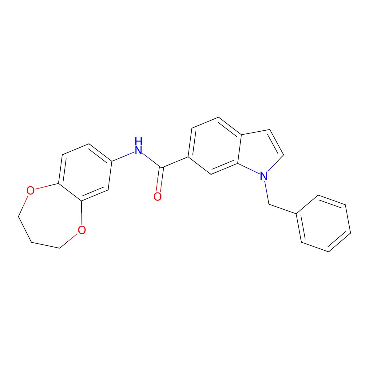 1-benzyl-N-(3,4-dihydro-2H-1,5-benzodioxepin-7-yl)-1H-indole-6-carboxamide molecular structure, CAS 1351688-33-9
