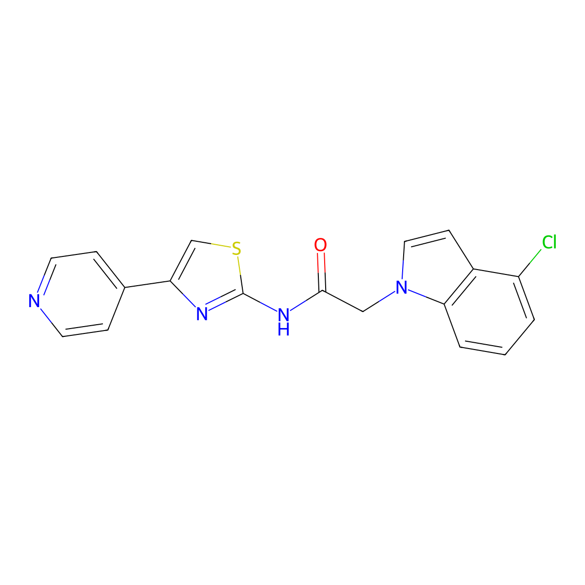 2-(4-chloro-1H-indol-1-yl)-N-[4-(pyridin-4-yl)-1,3-thiazol-2-yl]acetamide molecular structure, CAS 1351688-38-4