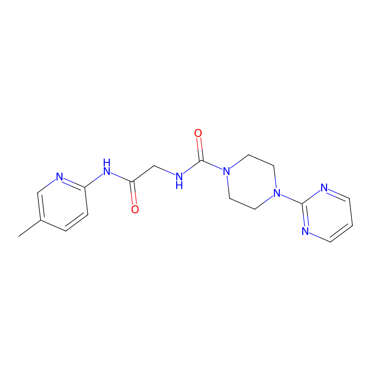N-{2-[(5-methylpyridin-2-yl)amino]-2-oxoethyl}-4-(pyrimidin-2-yl)piperazine-1-carboxamide molecular structure, CAS 1351688-40-8