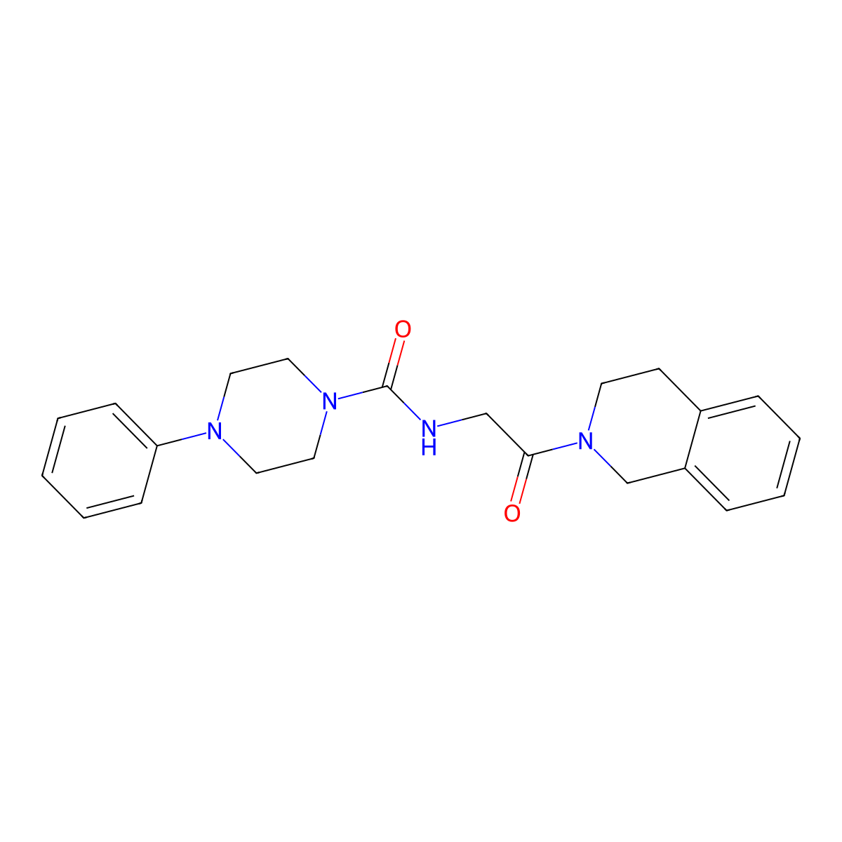 N-[2-(3,4-dihydroisoquinolin-2(1H)-yl)-2-oxoethyl]-4-phenylpiperazine-1-carboxamide molecular structure, CAS 1351688-51-1