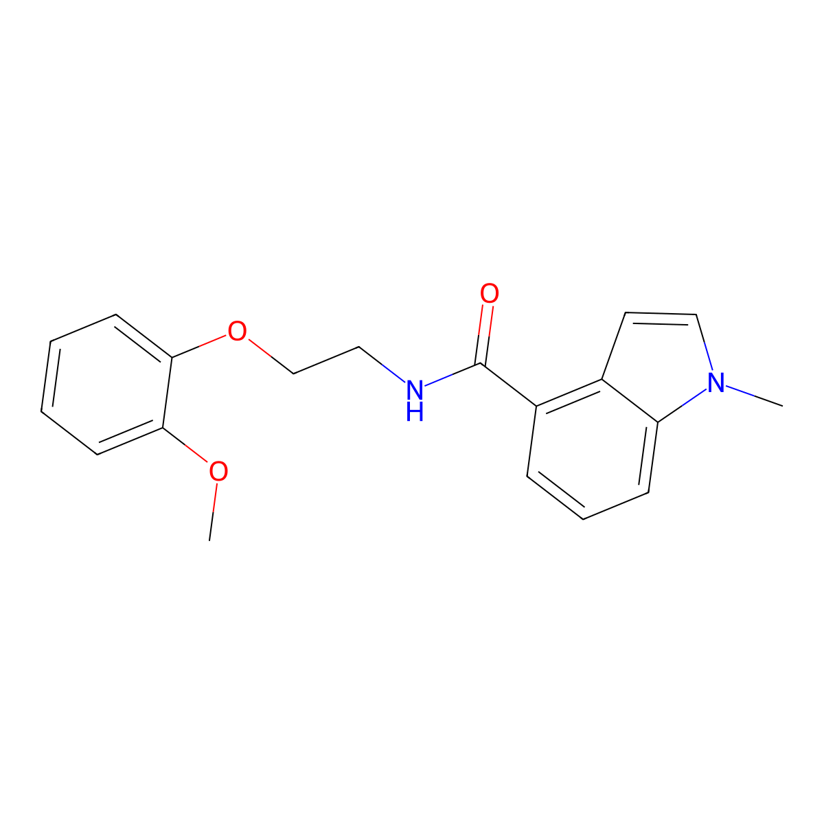N-[2-(2-methoxyphenoxy)ethyl]-1-methyl-1H-indole-4-carboxamide molecular structure, CAS 1351688-66-8