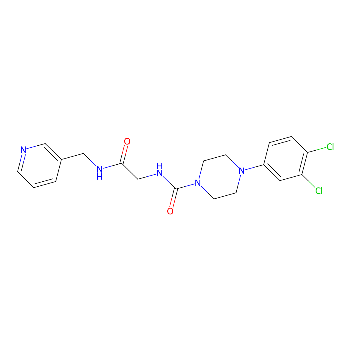 4-(3,4-dichlorophenyl)-N-{2-oxo-2-[(pyridin-3-ylmethyl)amino]ethyl}piperazine-1-carboxamide molecular structure, CAS 1351688-68-0