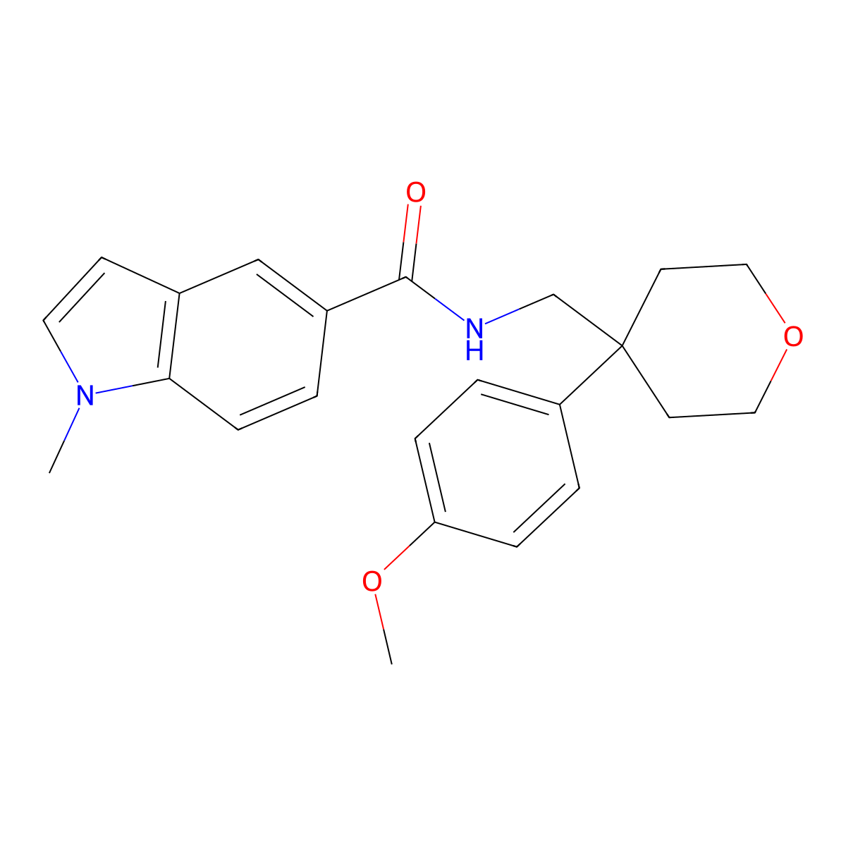 N-{[4-(4-methoxyphenyl)tetrahydro-2H-pyran-4-yl]methyl}-1-methyl-1H-indole-5-carboxamide molecular structure, CAS 1351688-76-0