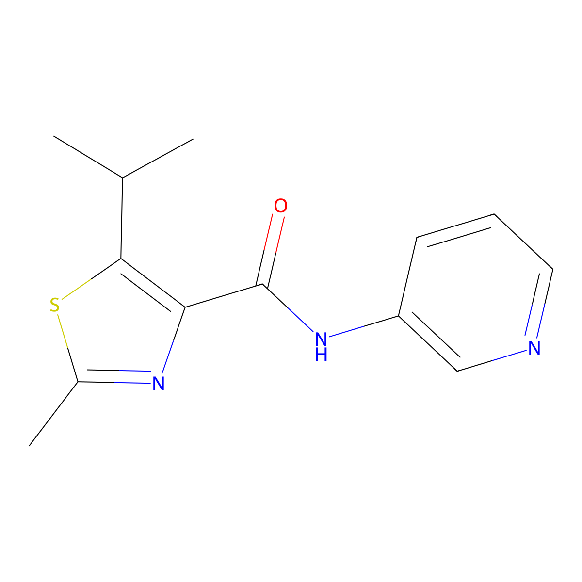 5-isopropyl-2-methyl-N-(3-pyridyl)-1,3-thiazole-4-carboxamide molecular structure, CAS 1351688-78-2