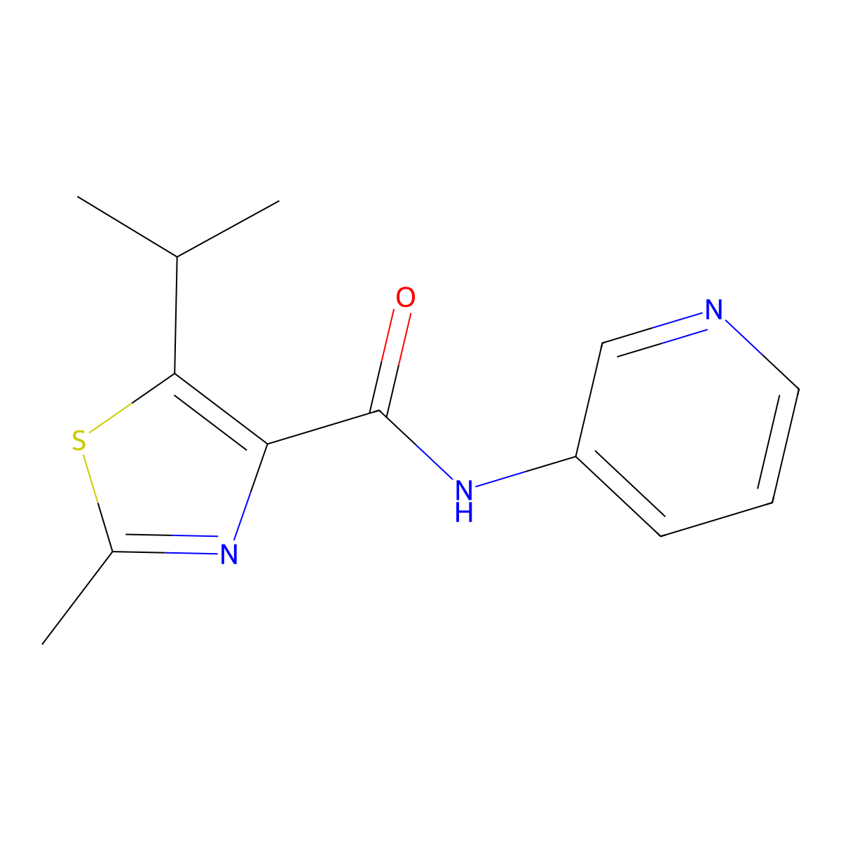 5-isopropyl-2-methyl-N-(3-pyridyl)-1,3-thiazole-4-carboxamide molecular structure, CAS 1351688-78-2
