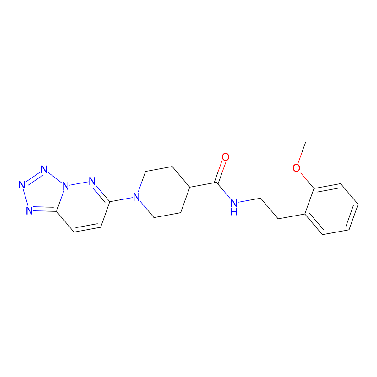 N-(2-methoxyphenethyl)-1-(tetrazolo[1,5-b]pyridazin-6-yl)piperidine-4-carboxamide molecular structure, CAS 1351688-81-7