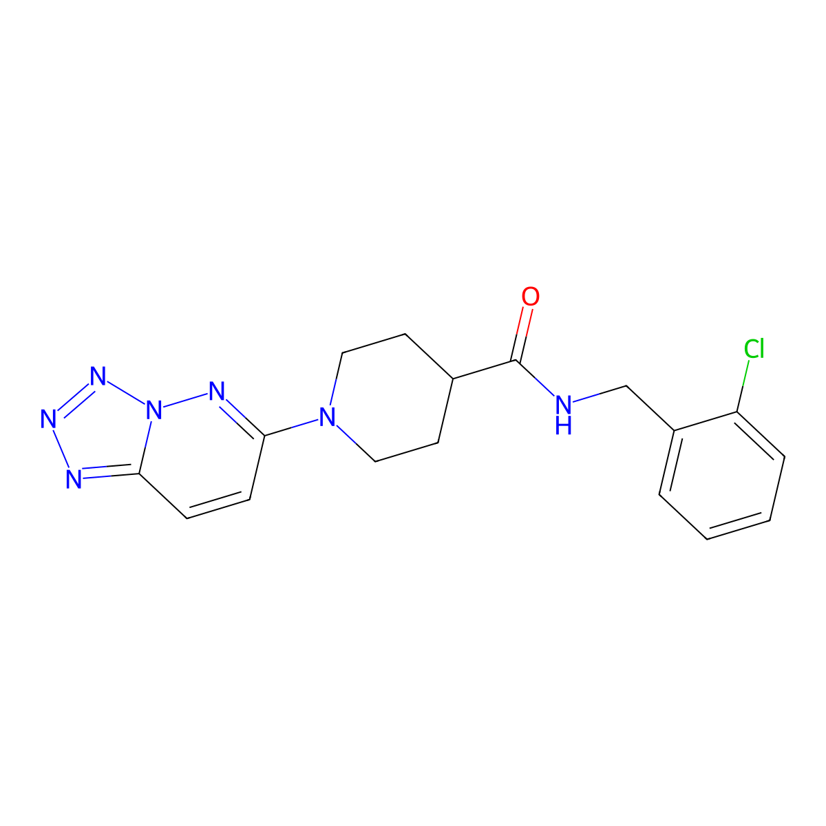 N-(2-chlorobenzyl)-1-(tetrazolo[1,5-b]pyridazin-6-yl)piperidine-4-carboxamide molecular structure, CAS 1351688-83-9