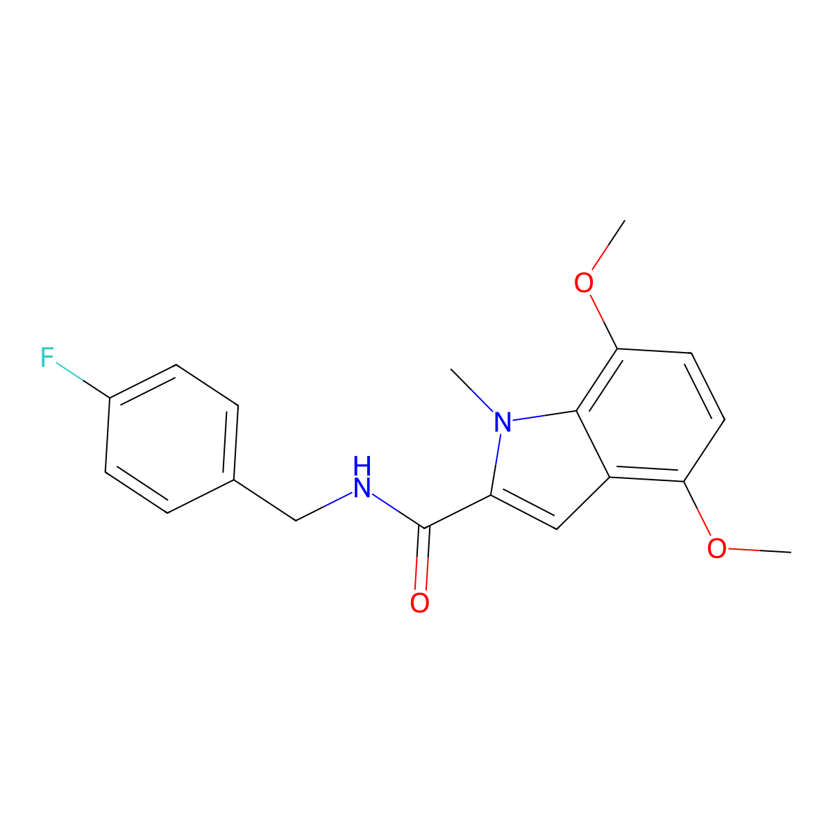 N-(4-fluorobenzyl)-4,7-dimethoxy-1-methyl-1H-indole-2-carboxamide molecular structure, CAS 1351688-87-3