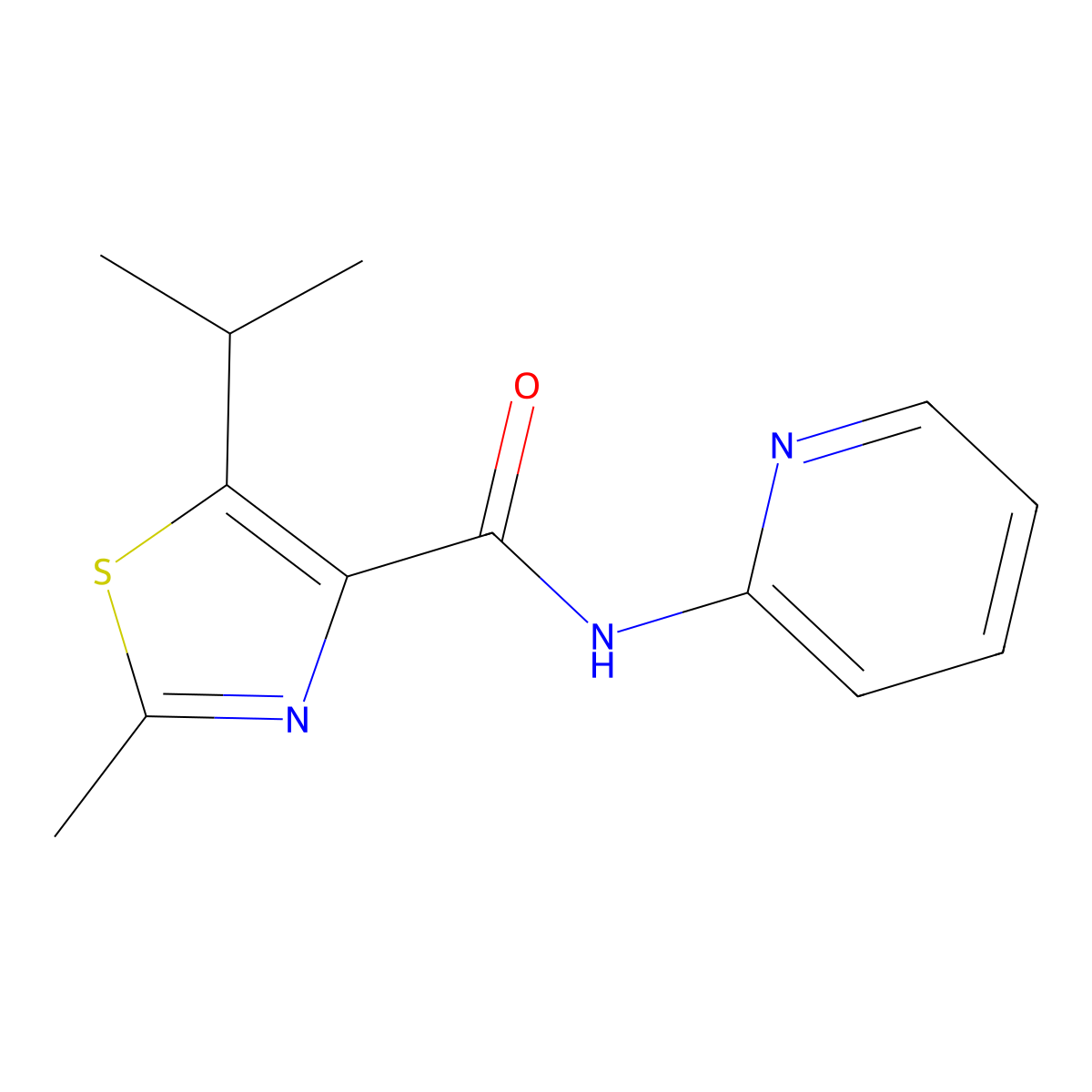 5-isopropyl-2-methyl-N-(2-pyridyl)-1,3-thiazole-4-carboxamide molecular structure, CAS 1351688-88-4