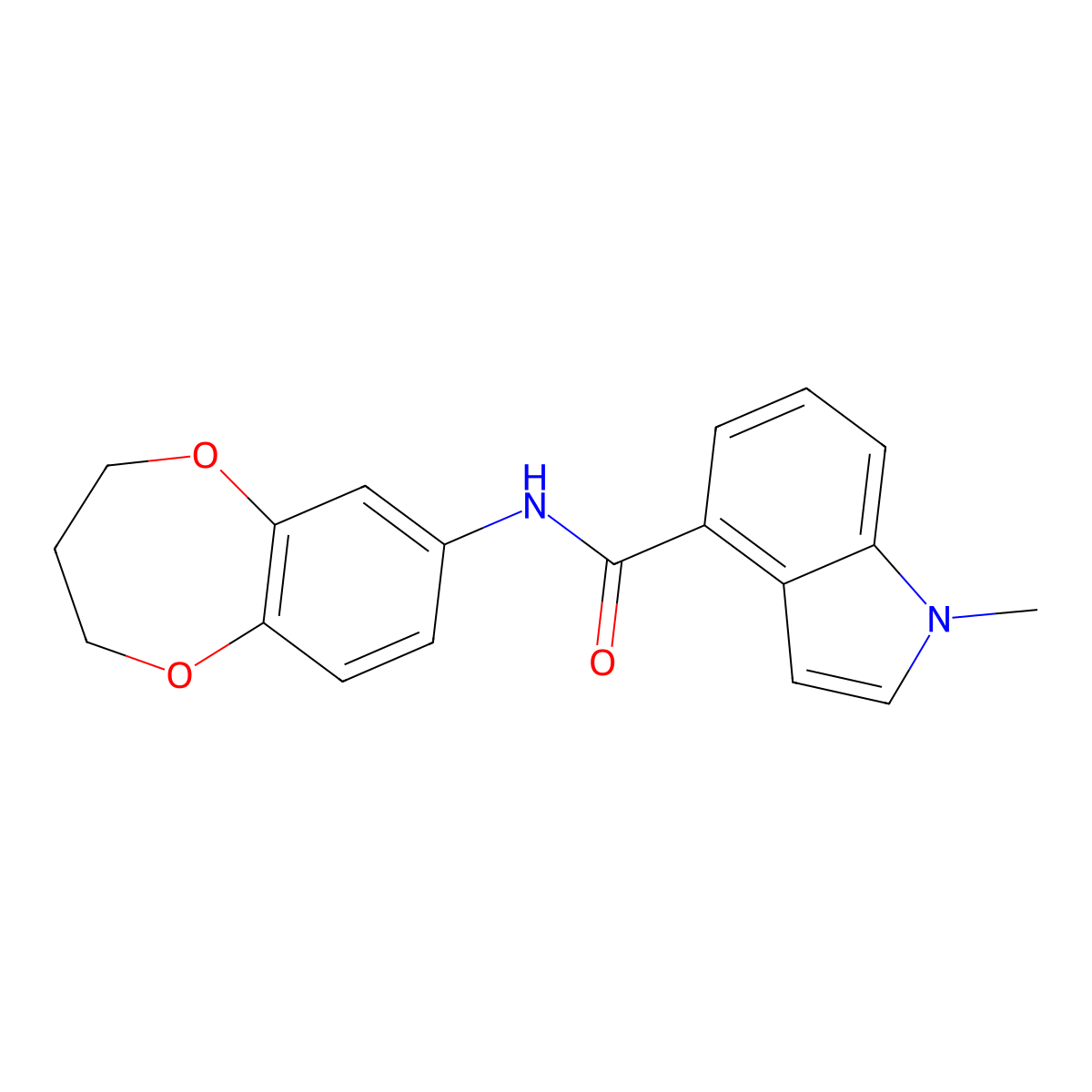 N-(3,4-dihydro-2H-1,5-benzodioxepin-7-yl)-1-methyl-1H-indole-4-carboxamide molecular structure, CAS 1351688-93-1