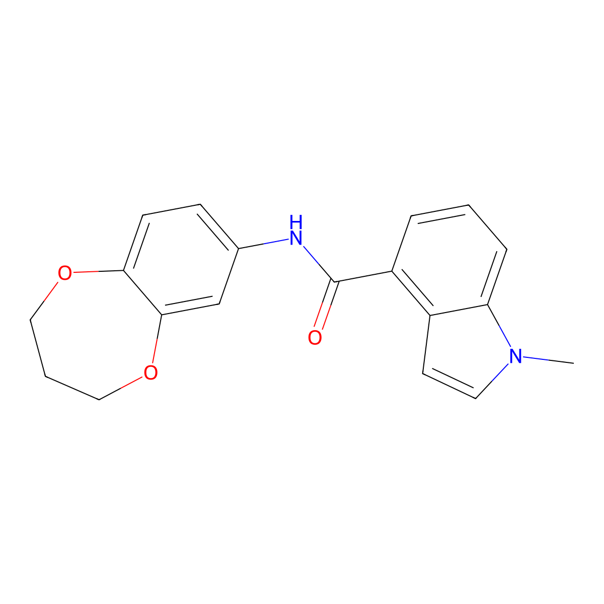 N-(3,4-dihydro-2H-1,5-benzodioxepin-7-yl)-1-methyl-1H-indole-4-carboxamide molecular structure, CAS 1351688-93-1