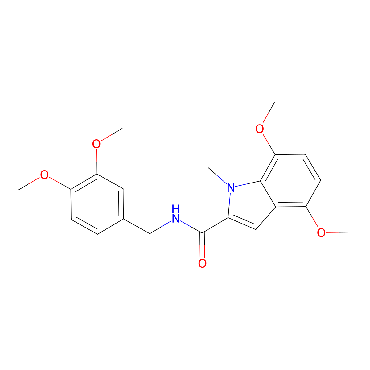 N-(3,4-dimethoxybenzyl)-4,7-dimethoxy-1-methyl-1H-indole-2-carboxamide molecular structure, CAS 1351689-27-4