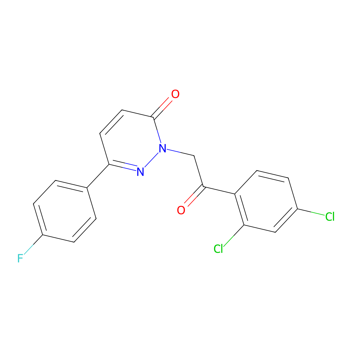 2-[2-(2,4-dichlorophenyl)-2-oxoethyl]-6-(4-fluorophenyl)-3(2H)-pyridazinone molecular structure, CAS 1351689-41-2