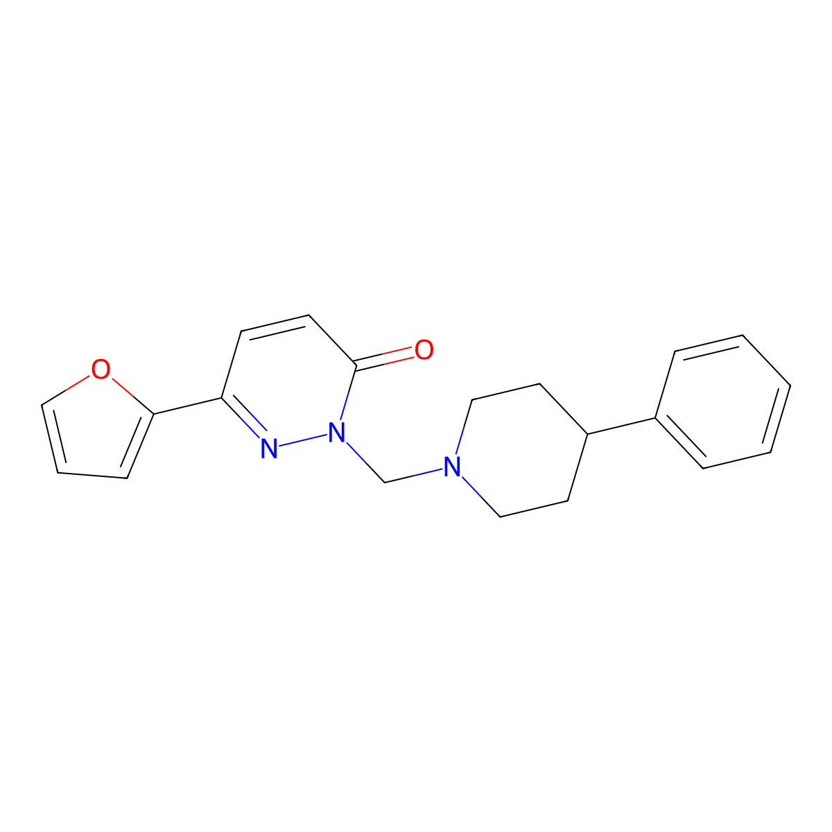 6-(furan-2-yl)-2-[(4-phenylpiperidin-1-yl)methyl]pyridazin-3(2H)-one molecular structure, CAS 1351689-52-5