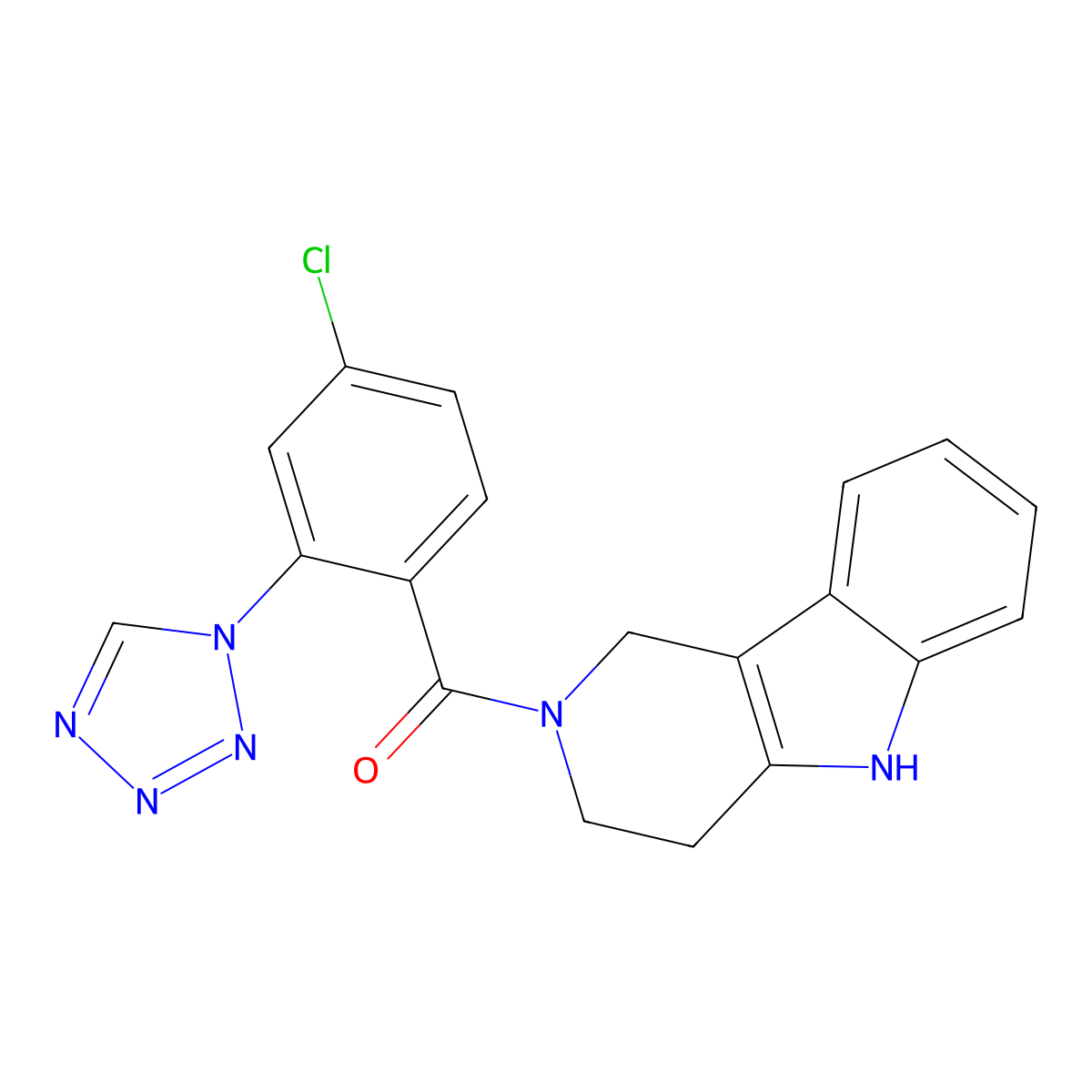 [4-chloro-2-(1H-tetrazol-1-yl)phenyl](1,3,4,5-tetrahydro-2H-pyrido[4,3-b]indol-2-yl)methanone molecular structure, CAS 1351689-57-0