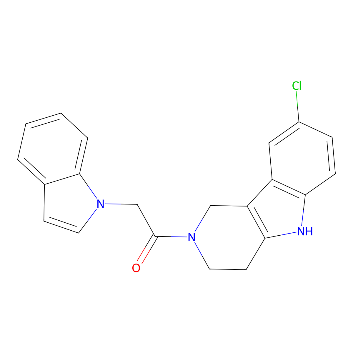 1-(8-chloro-1,3,4,5-tetrahydro-2H-pyrido[4,3-b]indol-2-yl)-2-(1H-indol-1-yl)ethanone molecular structure, CAS 1351689-58-1