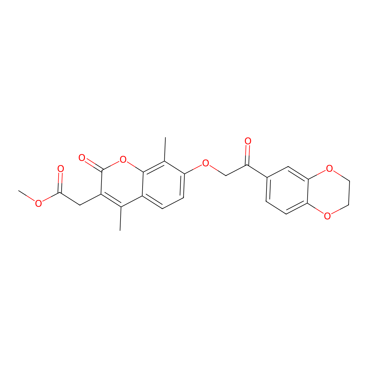 methyl {7-[2-(2,3-dihydro-1,4-benzodioxin-6-yl)-2-oxoethoxy]-4,8-dimethyl-2-oxo-2H-chromen-3-yl}acetate molecular structure, CAS 1351689-65-0