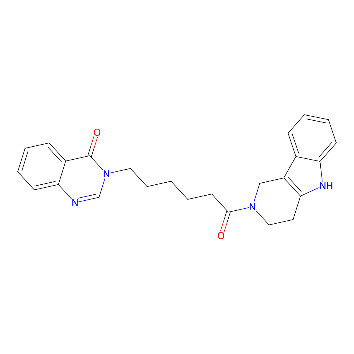 3-[6-oxo-6-(1,3,4,5-tetrahydro-2H-pyrido[4,3-b]indol-2-yl)hexyl]quinazolin-4(3H)-one molecular structure, CAS 1351689-74-1