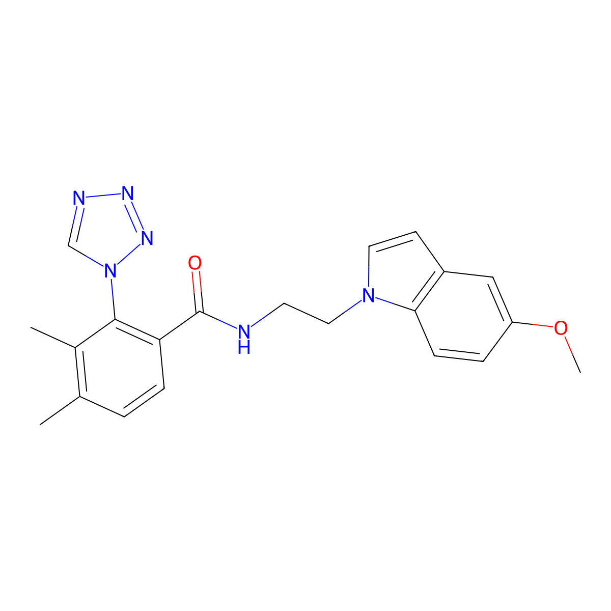 N-[2-(5-methoxy-1H-indol-1-yl)ethyl]-3,4-dimethyl-2-(1H-tetrazol-1-yl)benzamide molecular structure, CAS 1351689-76-3