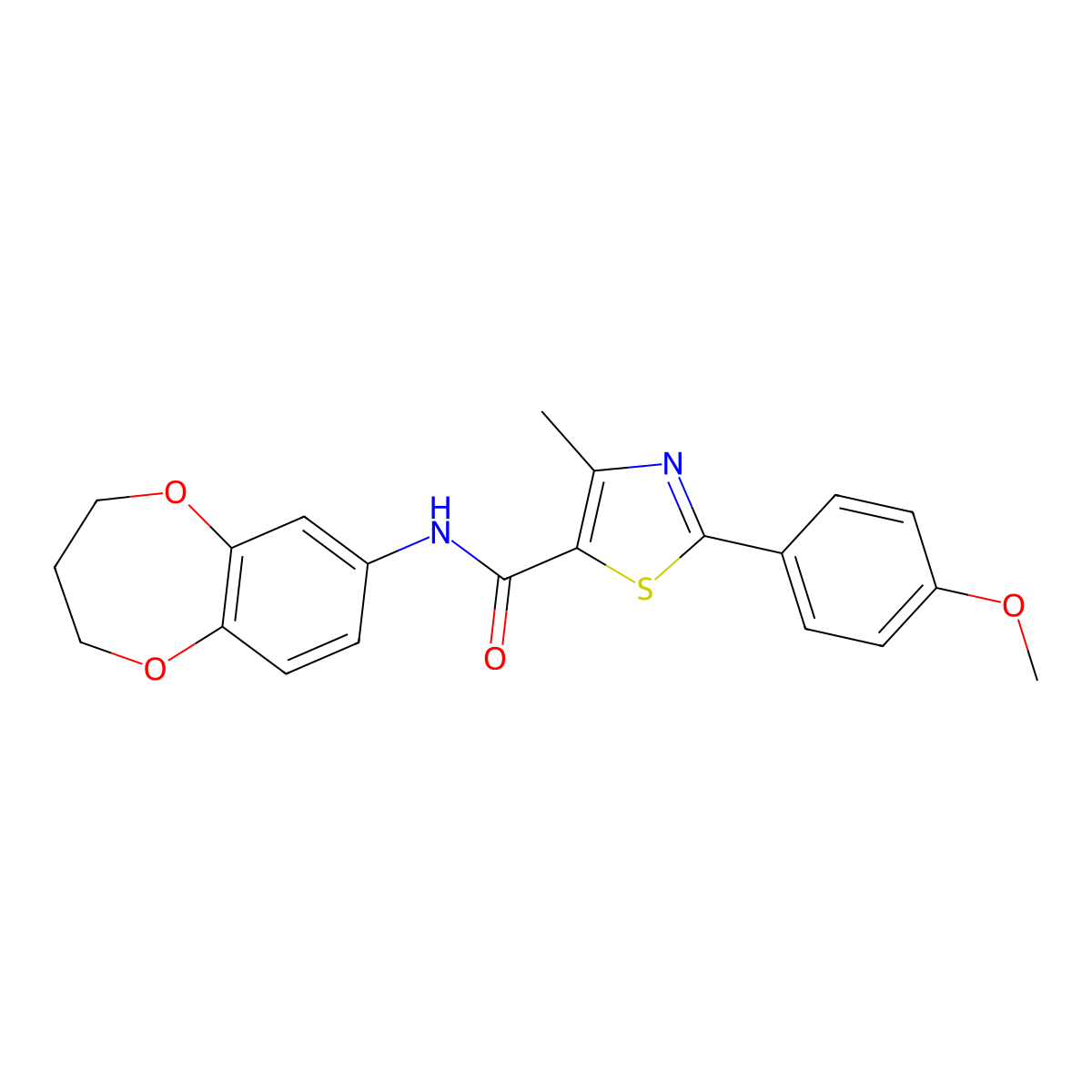 N-(3,4-dihydro-2H-1,5-benzodioxepin-7-yl)-2-(4-methoxyphenyl)-4-methyl-1,3-thiazole-5-carboxamide molecular structure, CAS 1351689-81-0